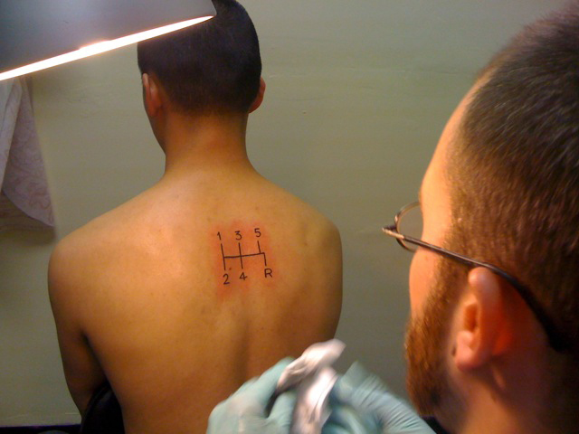 Manual Transmission Fan Tattoos a 5Speed Pattern on his Back  Motoroids