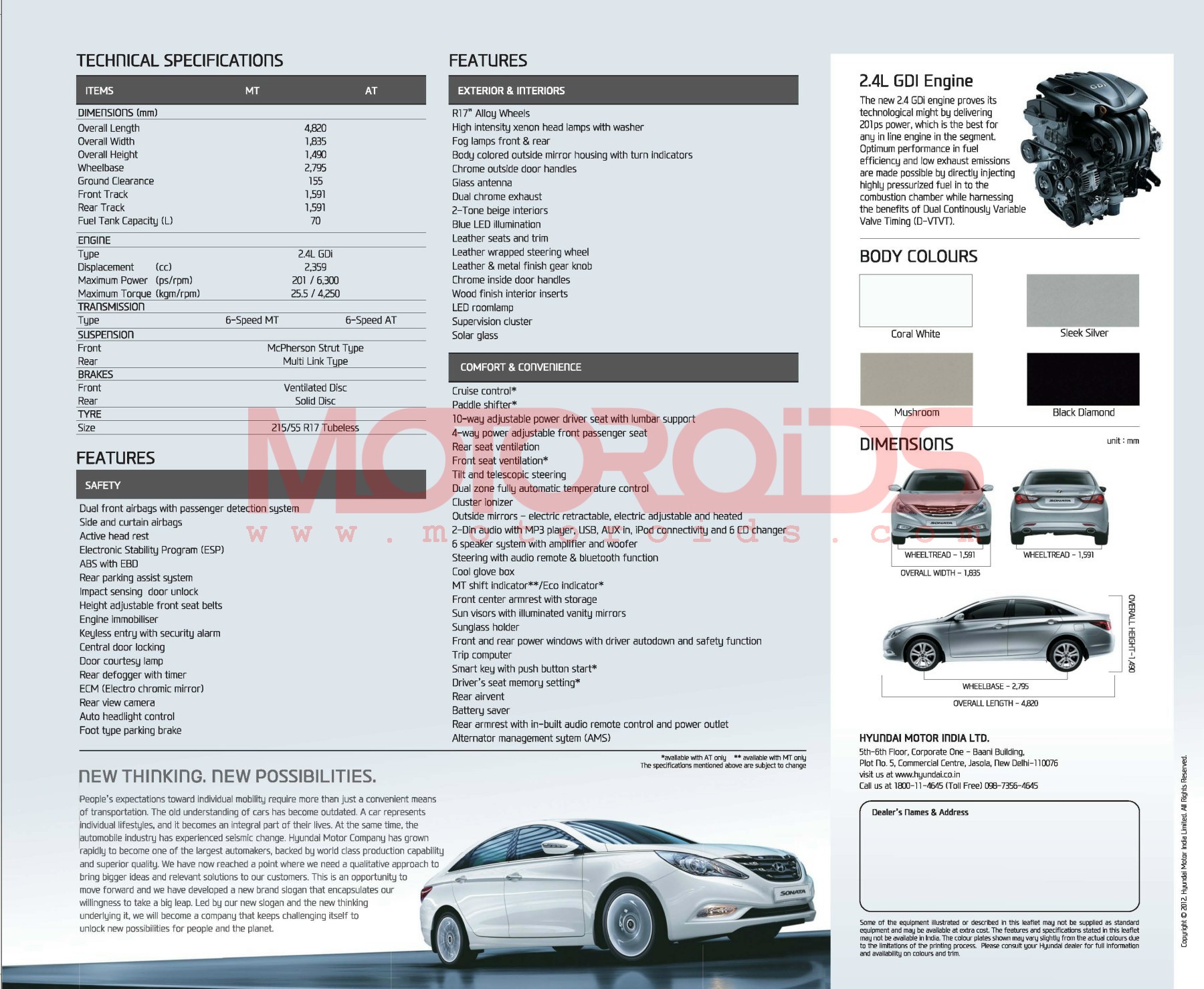 Hyundai Sonata India Specs