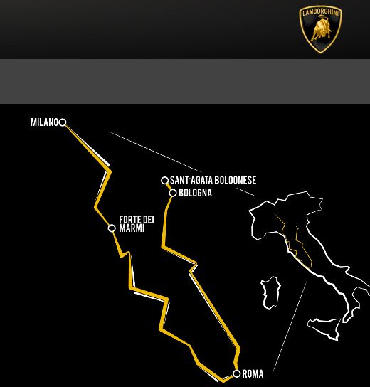 Lamborghini 50th anniversary route