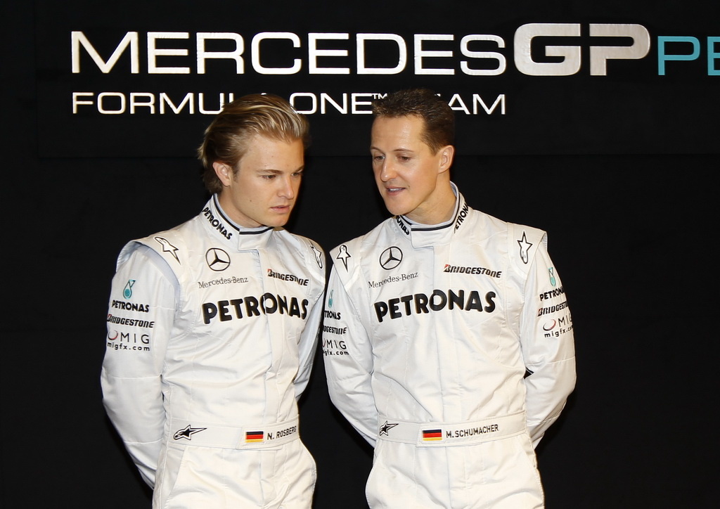 2010 mercedes gp f1 drivers, micheal schumacher, nico rosberg, motoroids