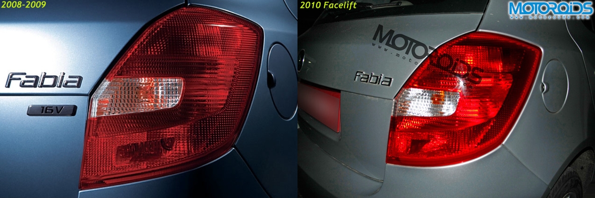 2008 - 2009 Skoda Fabia Facelift Taillight Comparo Scoop photos of the 2010 Skoda Fabia hatchback which will be launched in India in Q3, 2010 at the same price as the current model. More details on www.motoroids.com