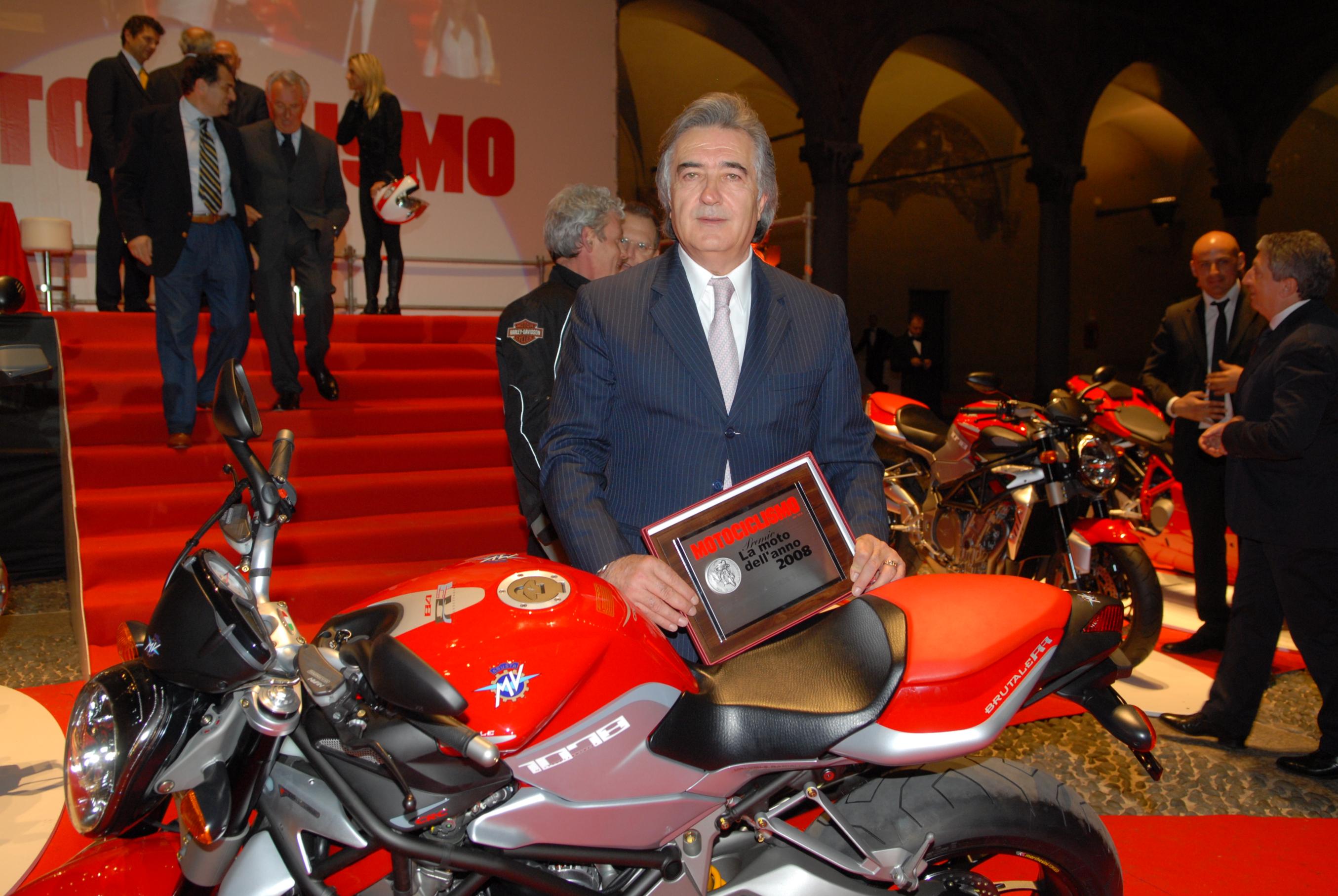 Mr. Claudio Castiglioni poses with the MV Agusta Brutale Harley Davidson has sold back the MV Agusta brand to Claudio Castiglioni for the price of one Euro, hence ending its two year long ownership over the Italian marquee