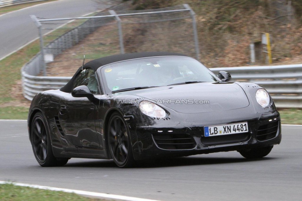 Spy images of the new 2012 Porsche Boxster speculated to run on a 2.5 lit 4 cylinder engine producing 360bhp of power