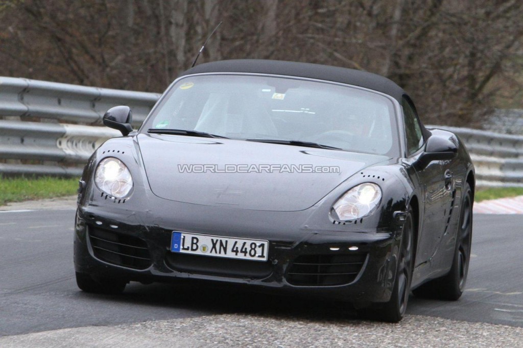 Spy images of the new 2012 Porsche Boxster speculated to run on a 2.5 lit 4 cylinder engine producing 360bhp of power