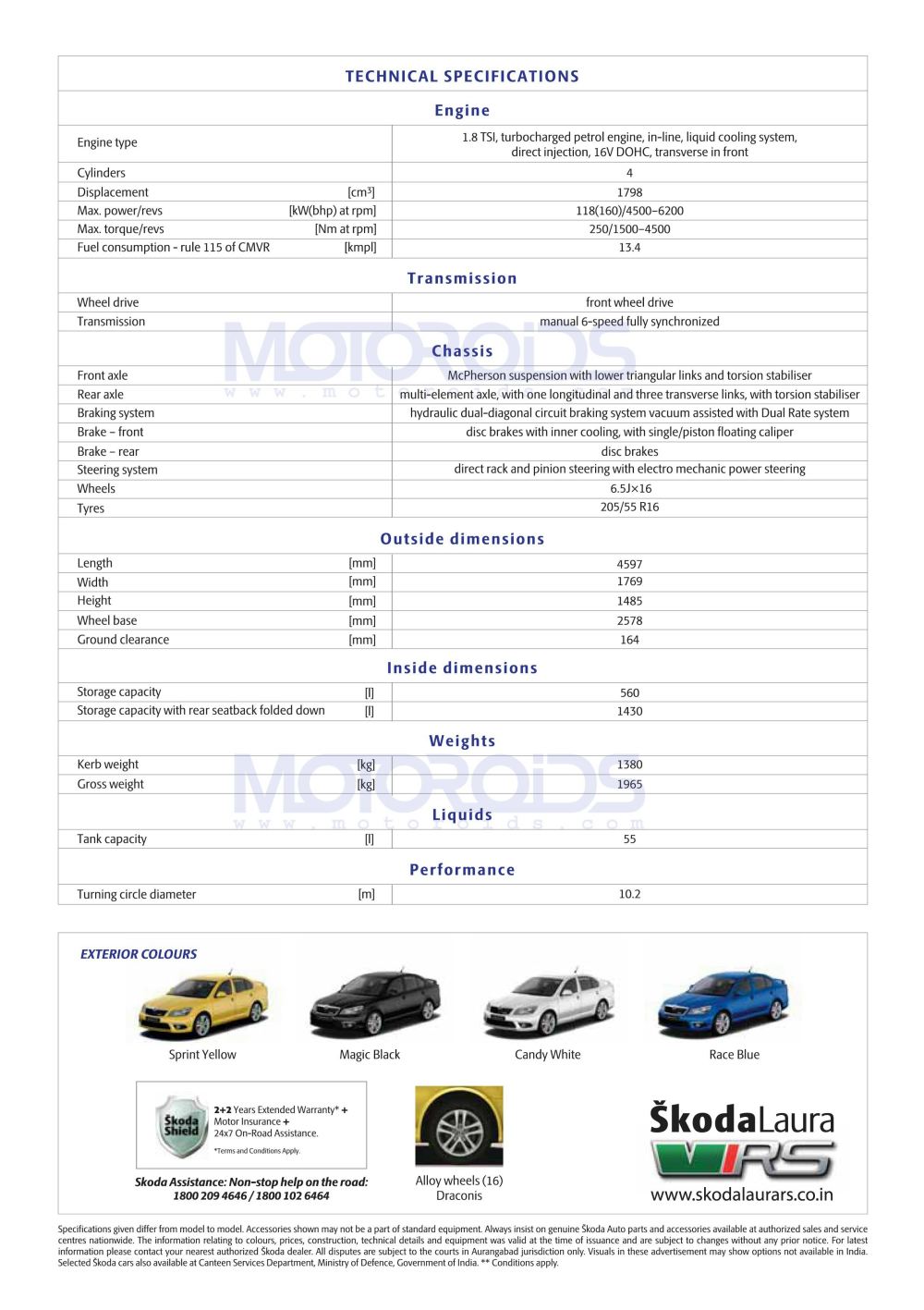 Skoda Laura RS specs