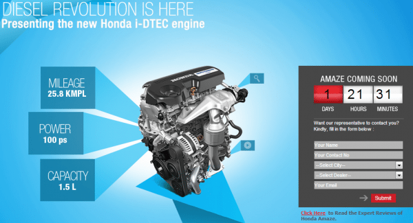 Honda Cars India official website shows the countdown to the launch