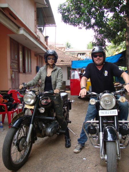 Charley Boorman with Gul Panang on set in Munnar India filming Freedom Riders Asia