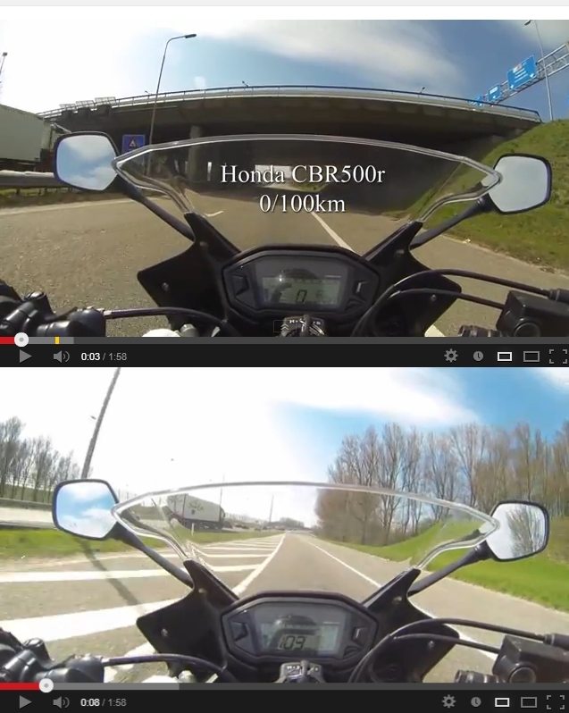 Honda CBR400R top 0-100 kph estimation