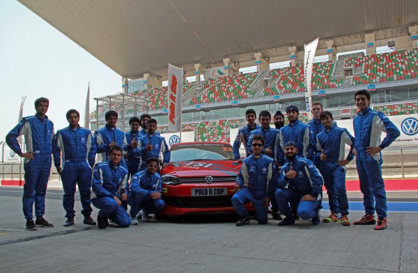 Polo R Cup 2013 drivers at the Buddh International Circuit with Polo 1.4 TSI racecar