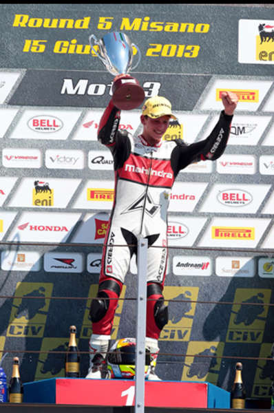 Mahindra rider Locatelli on the first step of the podium – victory celebrations