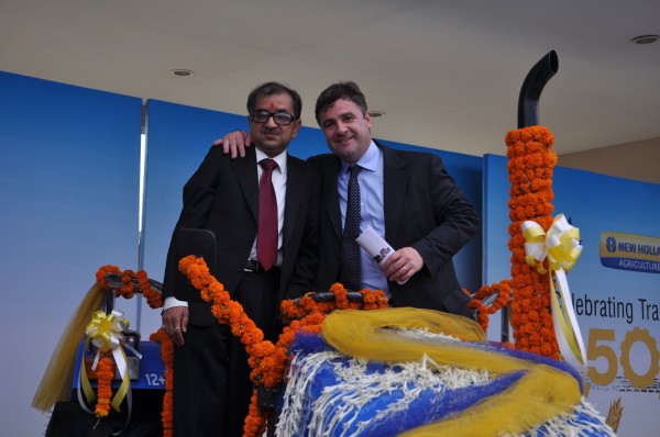 Mr. Rakesh Malhotra, Head of New Holland Fiat India,Mr Stefano Pampalone, Head of Operations for India, Pakistan, Far East and Japan at the Celebration to mark rollout of New Holland's 2,50,000th tractor