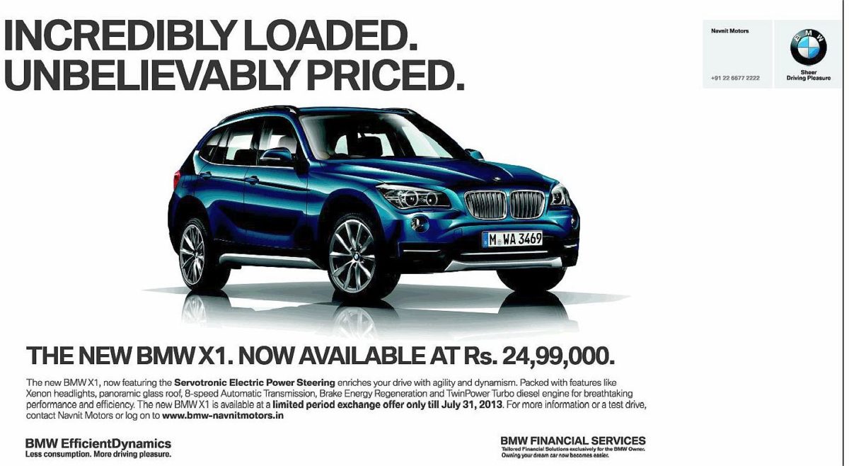 BMW X price in india