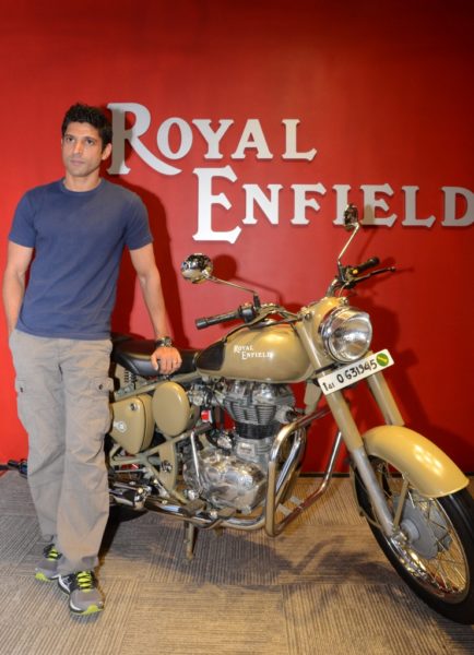 Farhan Akhtar with the Royal Enfield Desert Storm