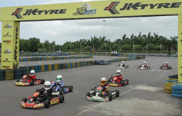 Karters race at Round 2 of the 10th JK Tyre-FMSCI National Rotax Max Karting Championship at JK Tyre-MMS Kartainment Track in Hyderabad _2