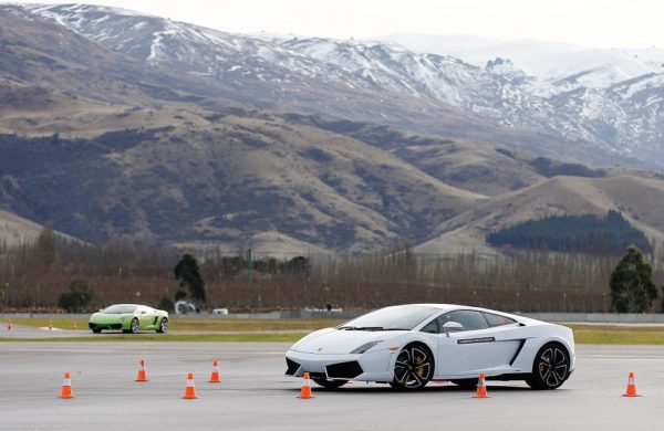 Slalom Exercises Amid the Snow-Capped Mountains