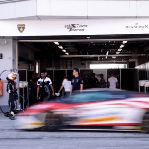 Lamborghini Super Trofeo Coming In for Driver Change