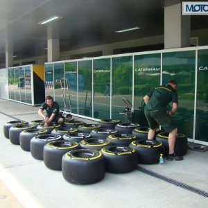 Crew working on Tyres