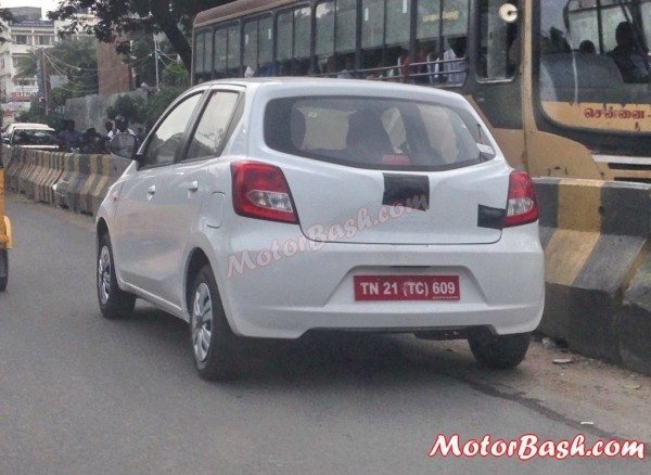 This Datsun Go test mule was spotted testing on public roads of Chennai 