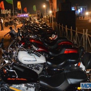 Line up of Harley Davidson motorcycles at nd India H