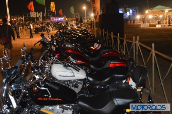 Line up of Harley-Davidson motorcycles at 2nd India H.O.G. Rally in Goa