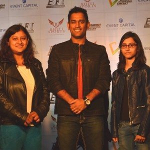 MS Dhoni with female Bikers