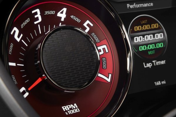 2015 Dodge Challenger SRT Hellcat tachometer gauge, which provid
