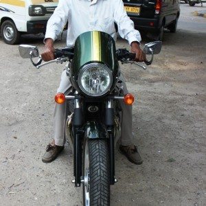 Gentleman on a  Triumph Thruxton