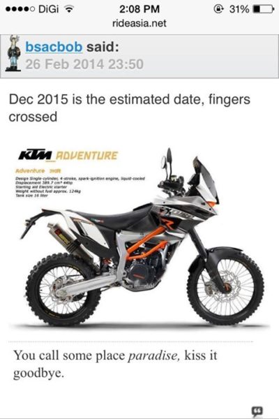 KTM 390 Adventure Rendered