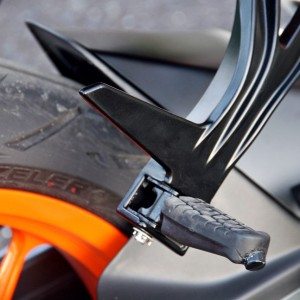 KTM RC Review Footpegs Right Rear Tyre