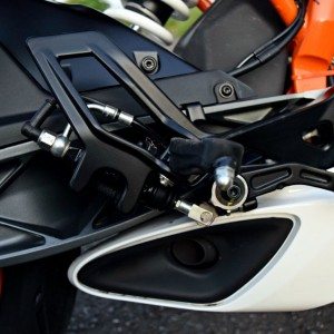 KTM RC Review Underbelly Exhaust Brake Lever