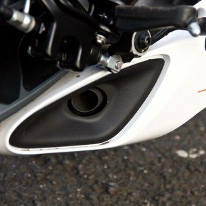 KTM RC Review Underbelly Exhaust Close Up