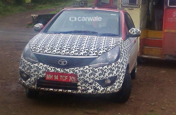 Tata Bolt with orange dashboard inserts spied