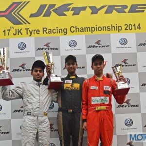 JK Tyre Championship Vishnu Prasad st Akhil Rabhindra nd Ananth Shanmugam rd in the podium after finishing their races