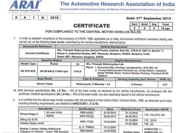 Triumph-Street-Triple-ARAI-Certification-1