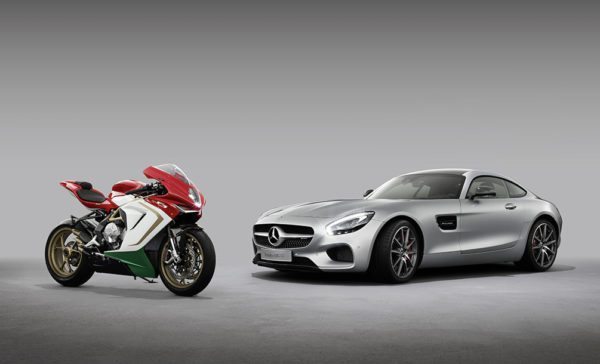 Mercedes-AMG und MV Agusta geben Kooperation bekannt. Die neue Partnerschaft umfasst die Zusammenarbeit bei Marketing und Vertrieb. Hier die aktuellen Produkt-Highlights der beiden High-End Marken: Der Mercedes-AMG GT S und die MV Agusta F3 800 Ago. // Mercedes-AMG and MV Agusta announce cooperation. The new partnership covers the cooperation in the area of marketing and sales. The actual product highlights of the two high-end brands: The Mercedes-AMG GT S and the MV Agusta F3 800 Ago.