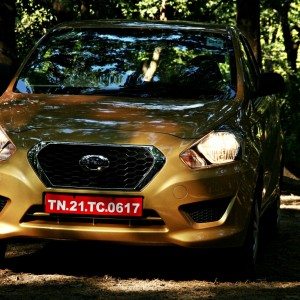 Datsun GO front in forest