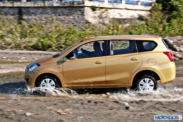 Datsun GO+side profile in water