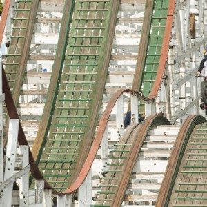 Trial bike on a rollercoaster