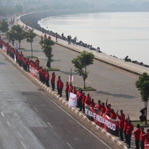 Mahindra Production Milestone Human Chain