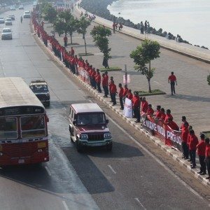 Mahindra Production Milestone Human Chain