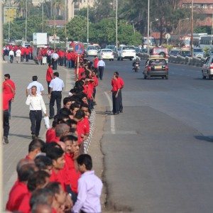 Mahindra Production Milestone Human Chain