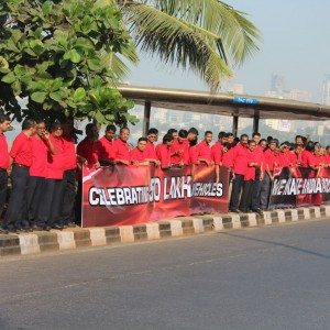 Mahindra Production Milestone Human Chain