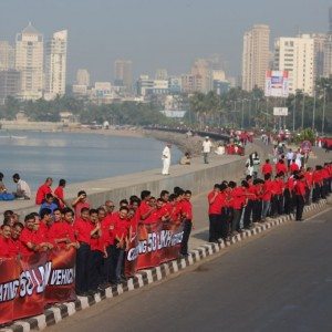 Mahindra Production Milestone Human Chain