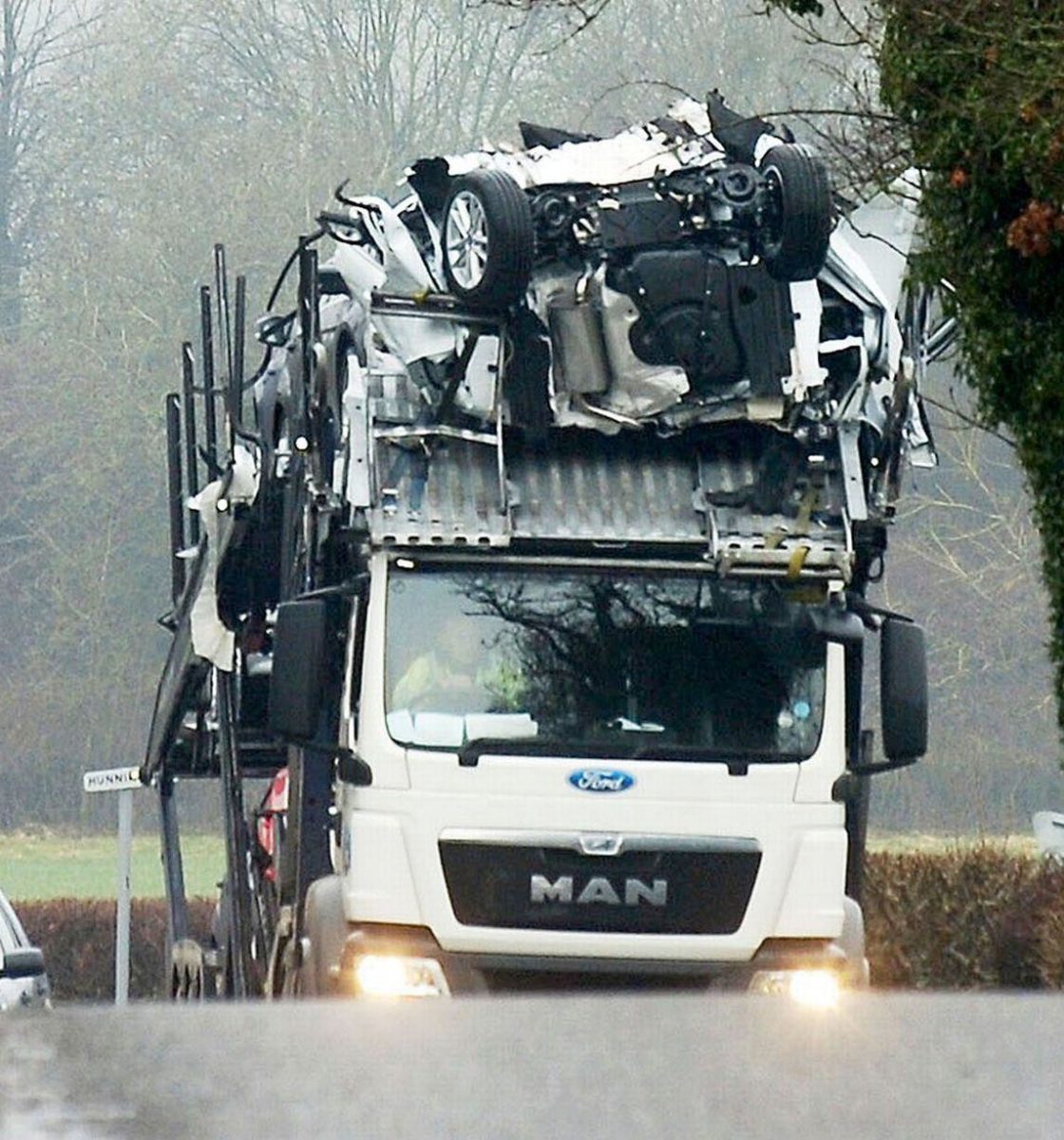 Several Brand New Ford Cars Totaled After Lorry Gets Stuck Under A Bridge