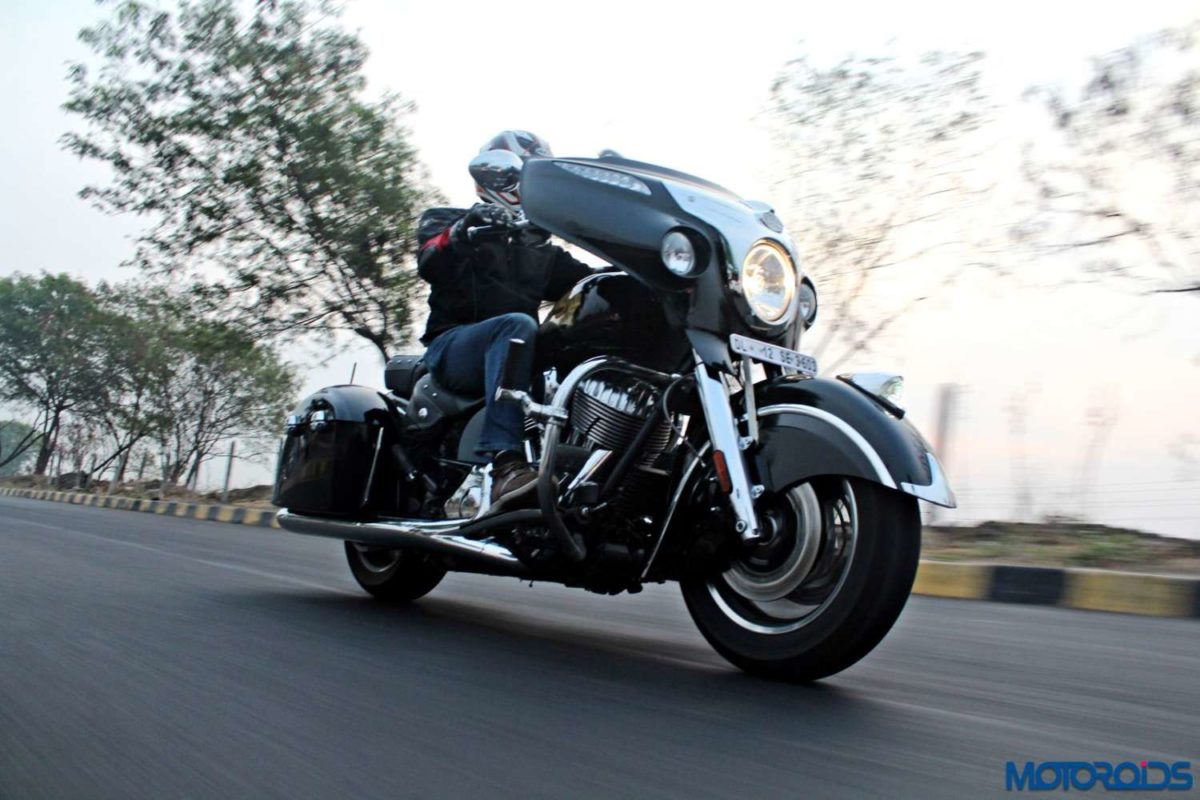 Indian Chieftain front three quarters action shots