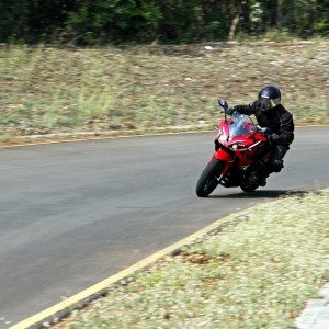 Bajaj Pulsar RS cornering