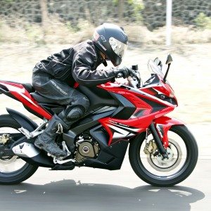 Bajaj Pulsar RS riding left side