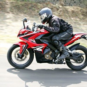 Bajaj Pulsar RS riding left side