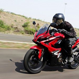 Bajaj Pulsar RS riding left side