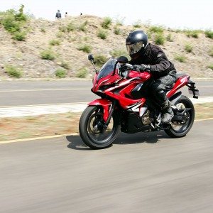 Bajaj Pulsar RS riding left side